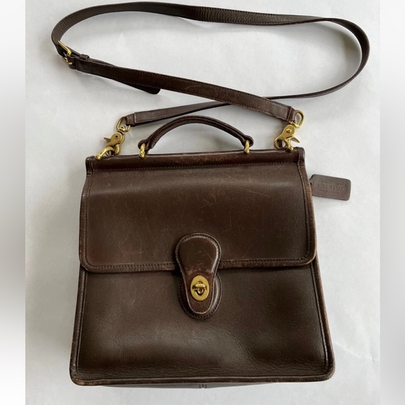 Coach Handbags - Vintage Coach Brown Leather Court Willis Bag No. F13-9927 Crossbody, Top Handle